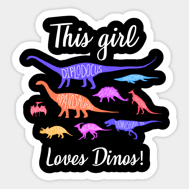 This Girl Loves Dinos T-Shirt, Dinosaur Shirt, Dinosaur Birthday Shirt, Dino Shirt, Birthday Shirt, Girl Dinosaur Shirt, T-Rex Shirt Sticker by johnii1422